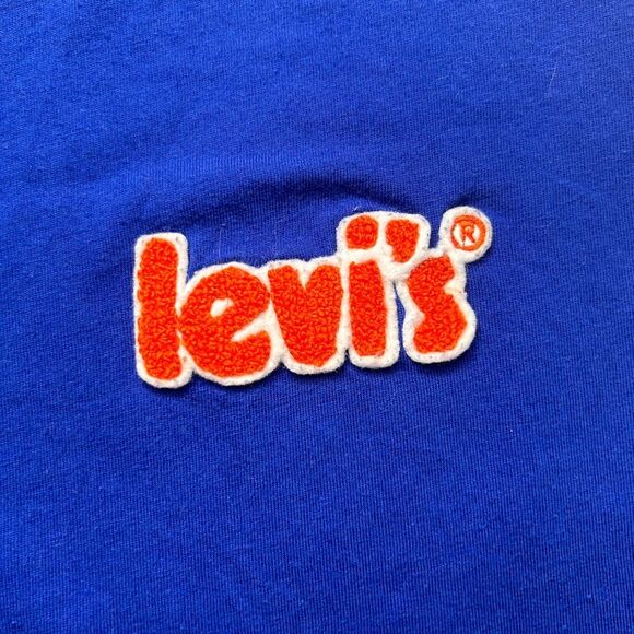 Levi's Men’s Chenille Patch Logo Royal Blue T-Shirt Tee 100% Cotton Size M - Picture 7 of 12